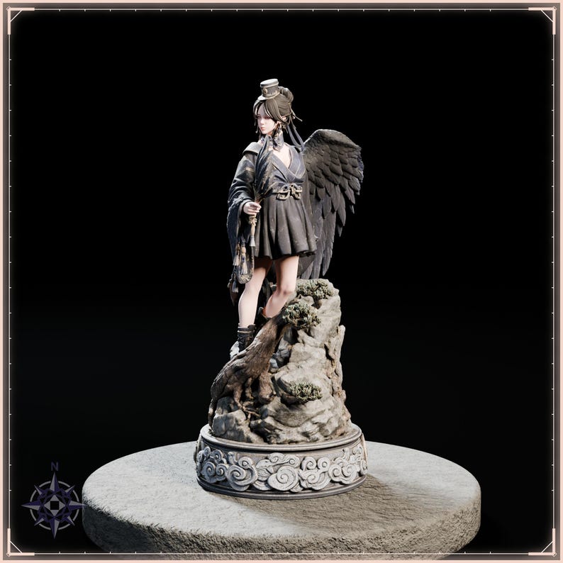 Tengu Girl STL file for 3D printing - fantasy statue, image 4 of 11