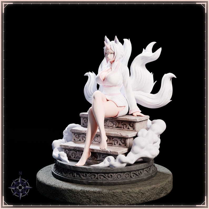 Cloud Horse Maiden STL file for 3D printing - folklore anime girl statue, image 3 of 11
