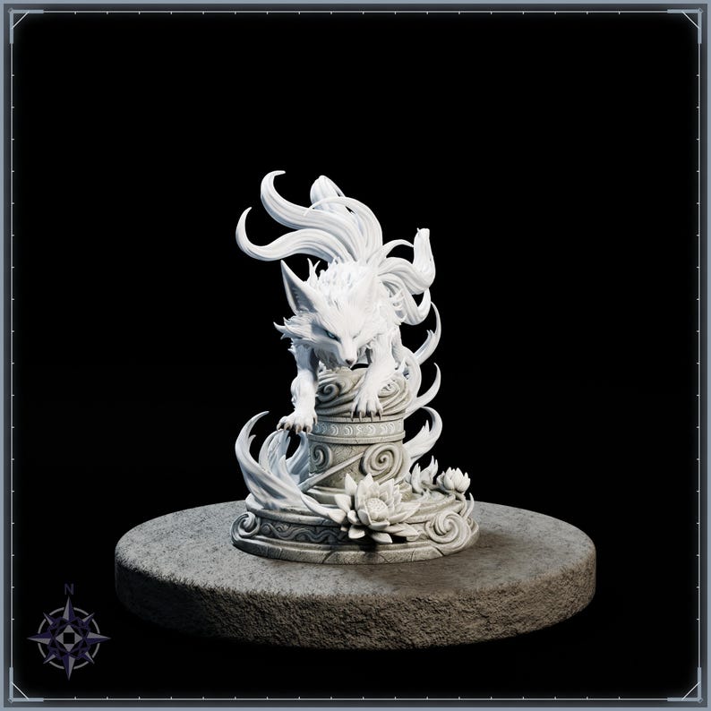 Gale Kitsune STL file for 3D printing - fantasy statue, image 2 of 11