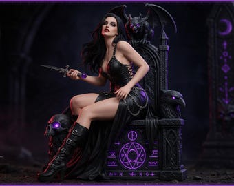 Estatua de trono de reina gótica oscura, figura de gárgola vampiro (modelo para impresión 3D)