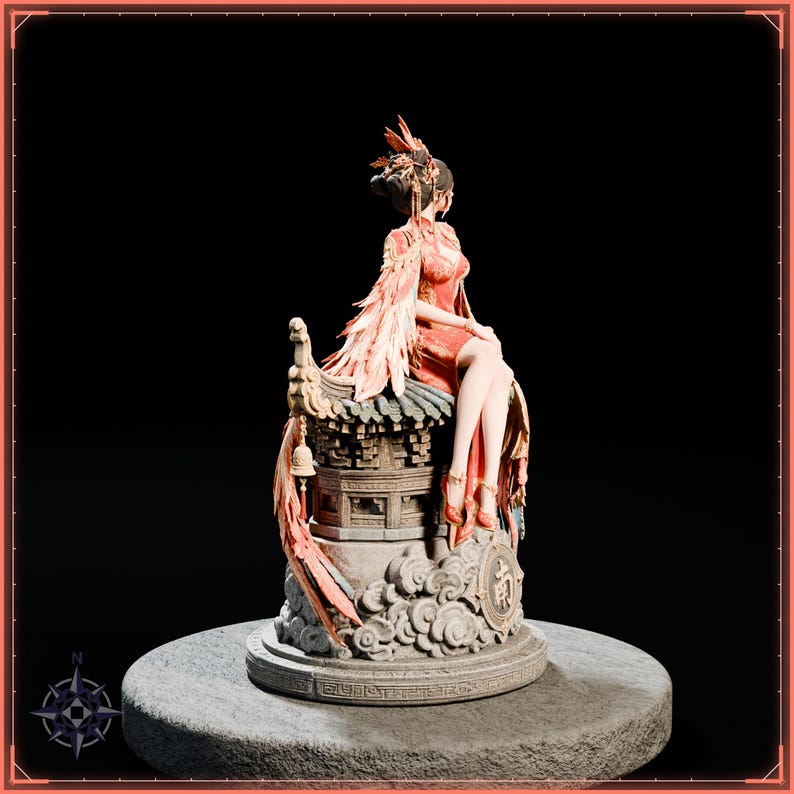 Vermilion Bird Maiden STL file for 3D printing - fantasy statue, image 8 of 11