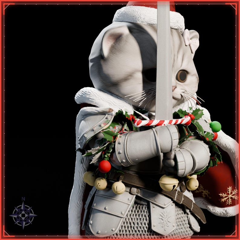 Sir Fluffington Christmas STL file for 3D printing - fantasy statue, image 11 of 11
