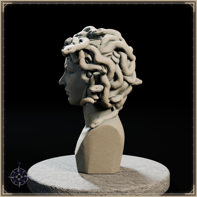 Medusa Bust STL file for 3D printing - fantasy statue, image 4 of 11