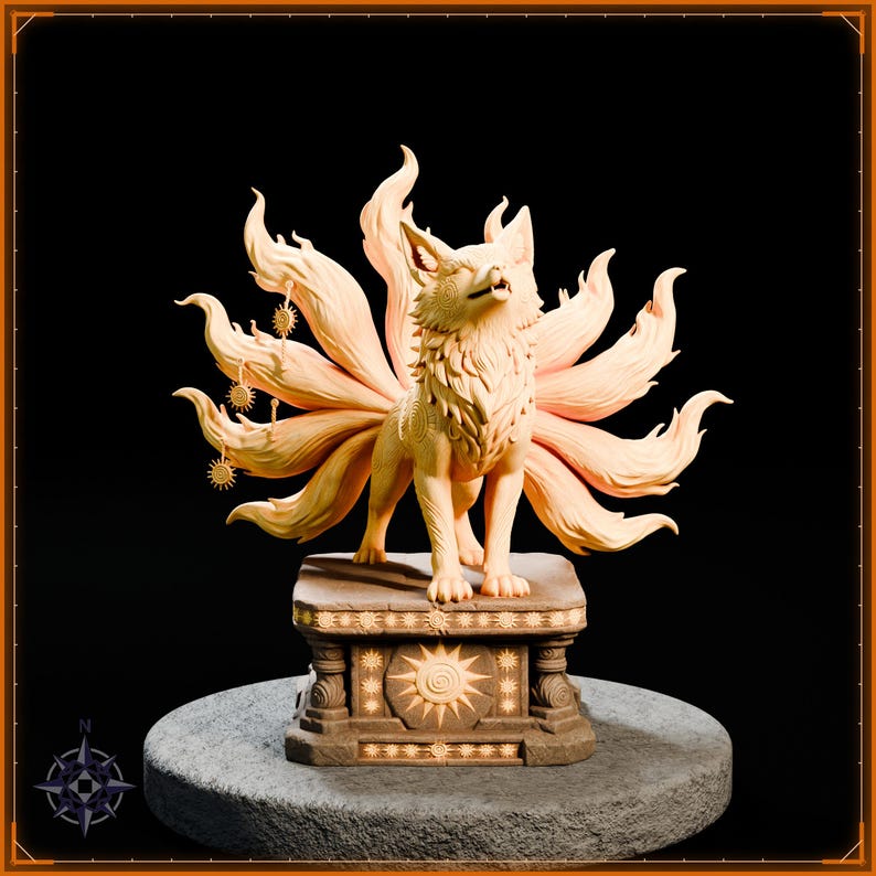 Solar Kitsune STL file for 3D printing - fantasy statue, image 2 of 11