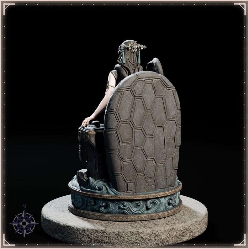 Black Tortoise Maiden STL file for 3D printing - fantasy statue, image 5 of 11