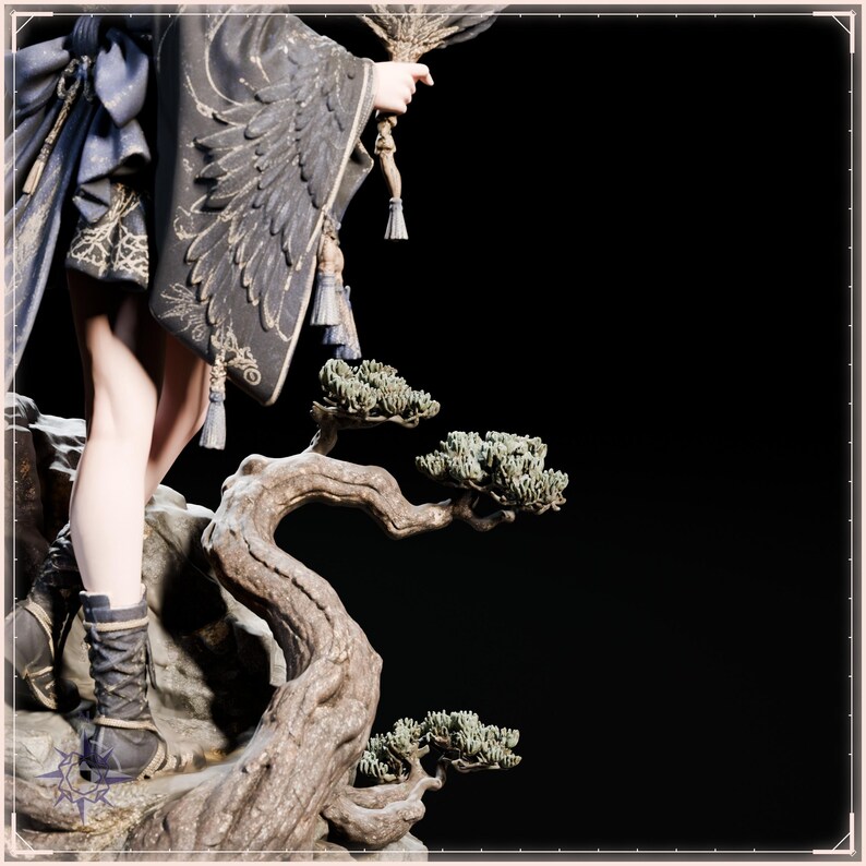 Tengu Girl STL file for 3D printing - fantasy statue, image 9 of 11