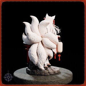 Kitsune Miko STL file for 3D printing - fantasy statue, image 6 of 11