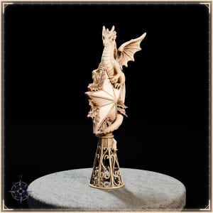 Golden Dragon Christmas Tree Topper – STL file for 3D printing - fantasy statue, image 8 of 11
