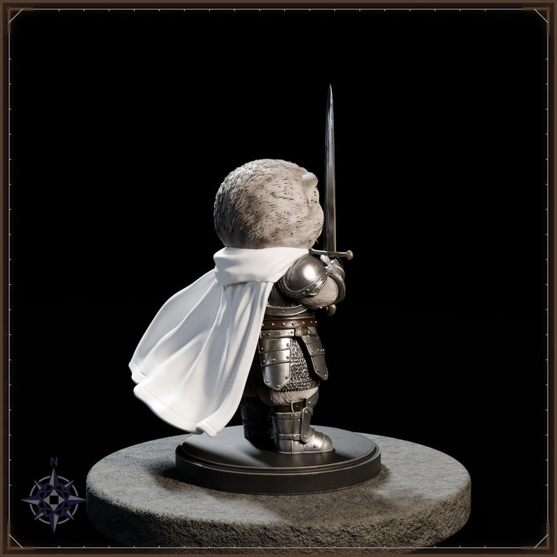 Sir Fluffington Knight Kitten STL file for 3D printing - fantasy statue, image 7 of 11