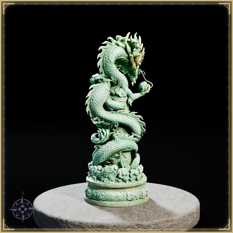 Azure Dragon STL file for 3D printing - fantasy statue, image 6 of 11