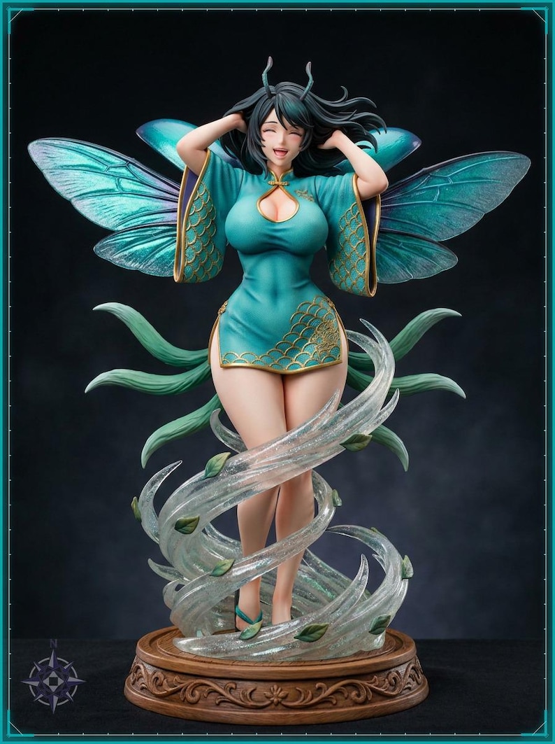 Wind Beetle Maiden STL file for 3D printing - folklore anime girl statue, image 1 of 11