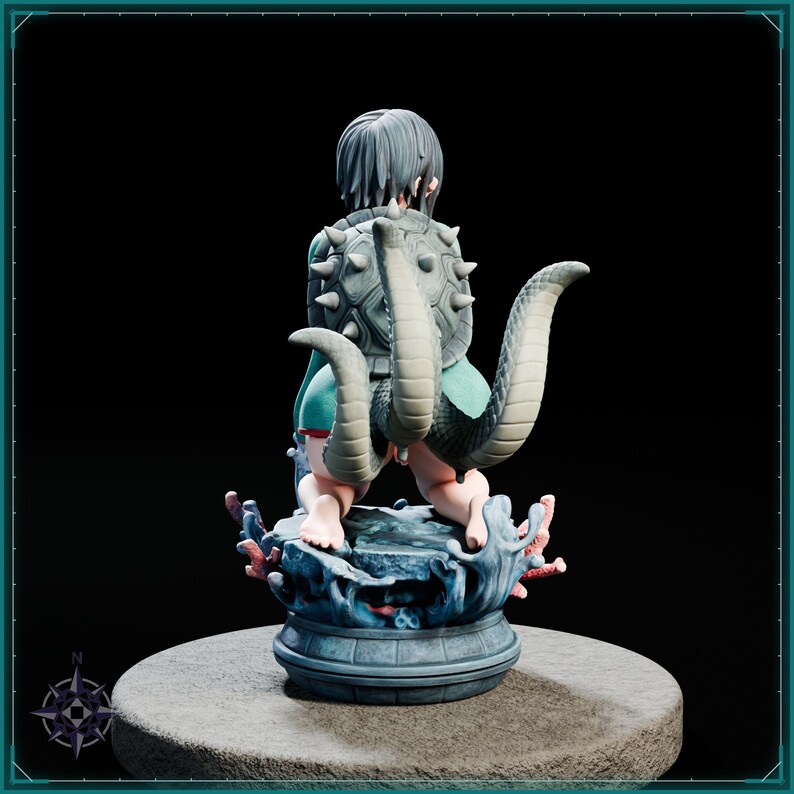 Sea Turtle Maiden STL file for 3D printing - folklore anime girl statue, image 7 of 11