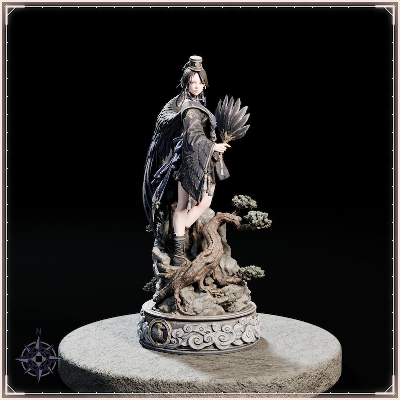 Tengu Girl STL file for 3D printing - fantasy statue, image 3 of 11