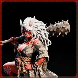 Oni Girl STL file for 3D printing - fantasy statue, image 10 of 11