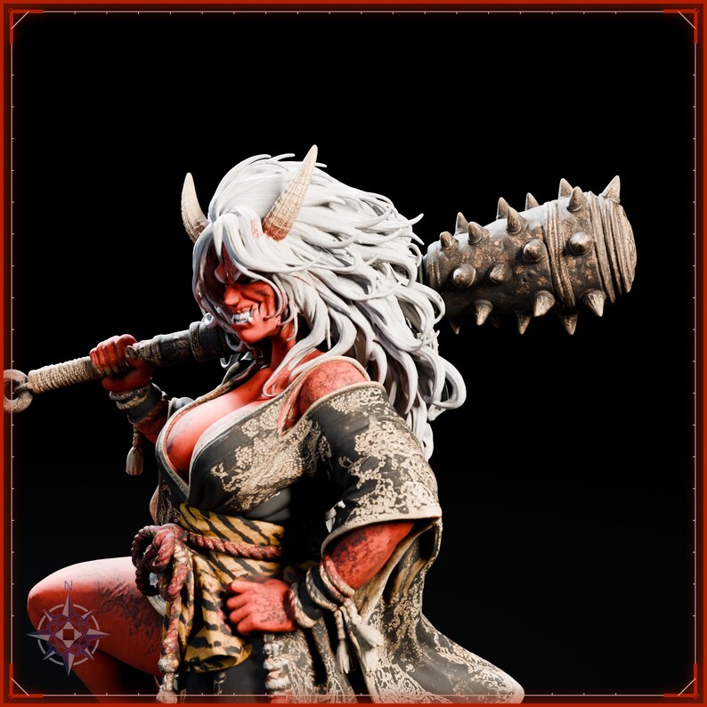 Oni Girl STL file for 3D printing - fantasy statue, image 10 of 11