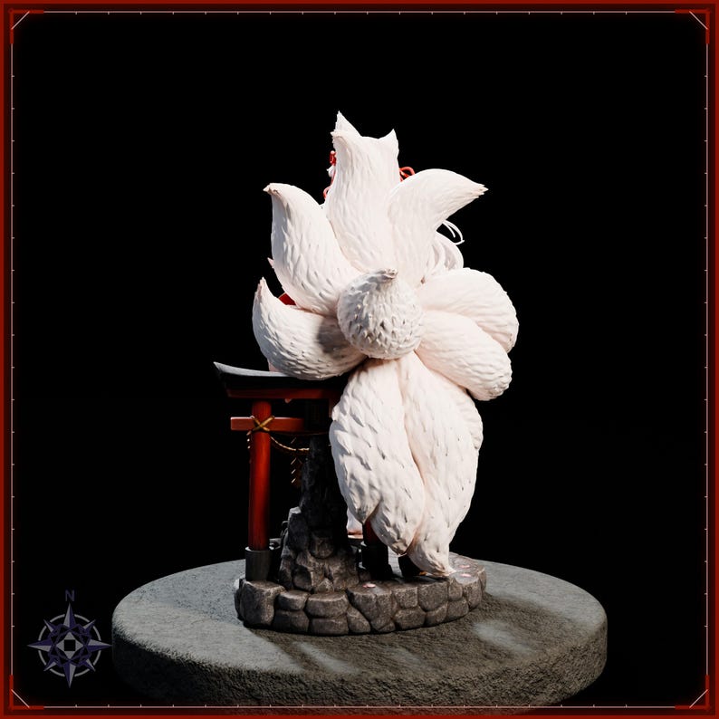 Kitsune Miko STL file for 3D printing - fantasy statue, image 5 of 11