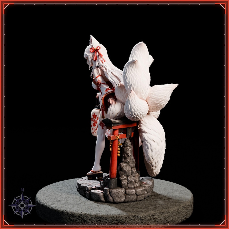 Kitsune Miko STL file for 3D printing - fantasy statue, image 4 of 11
