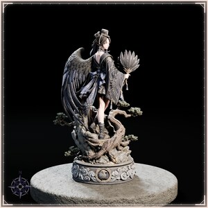 Tengu Girl STL file for 3D printing - fantasy statue, image 2 of 11