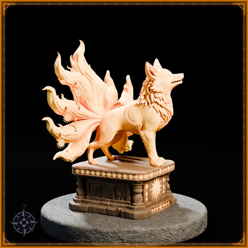Solar Kitsune STL file for 3D printing - fantasy statue, image 8 of 11