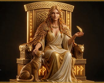 Archivo STL de Freya, modelo de impresión 3D de estatua de diosa nórdica, figura de la mitología vikinga, decoración de deidad nórdica.
