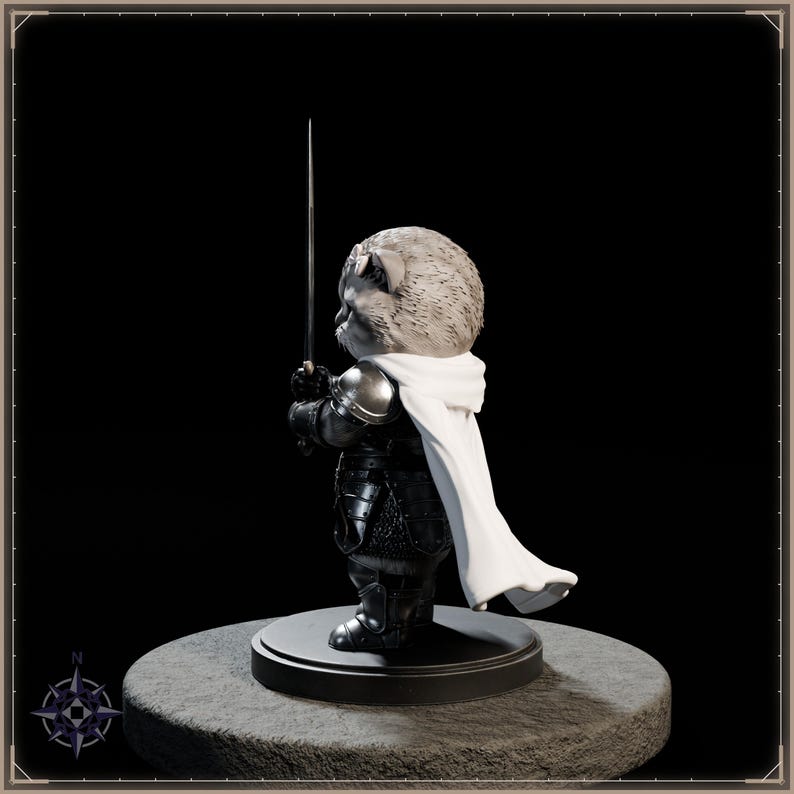 Sir Fluffington Knight Kitten STL file for 3D printing - fantasy statue, image 4 of 11