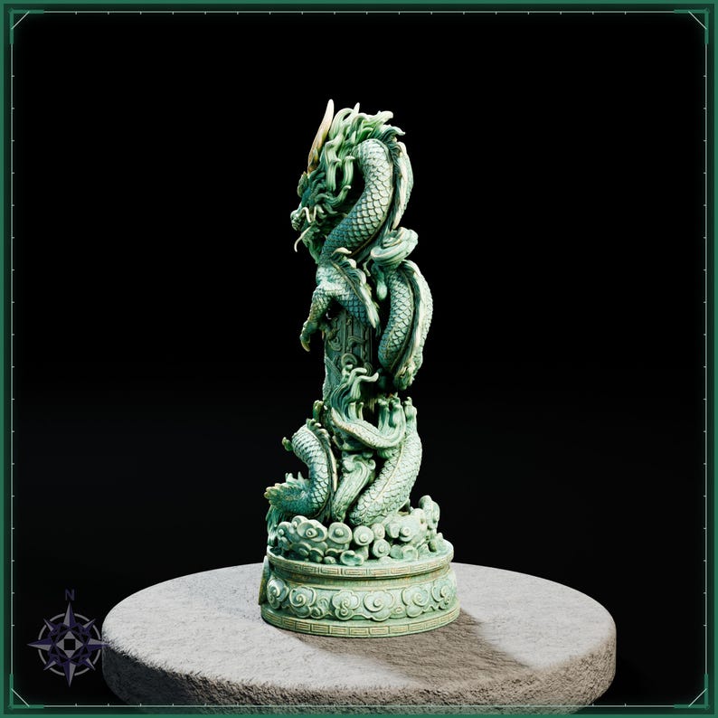 Azure Dragon STL file for 3D printing - fantasy statue, image 4 of 11