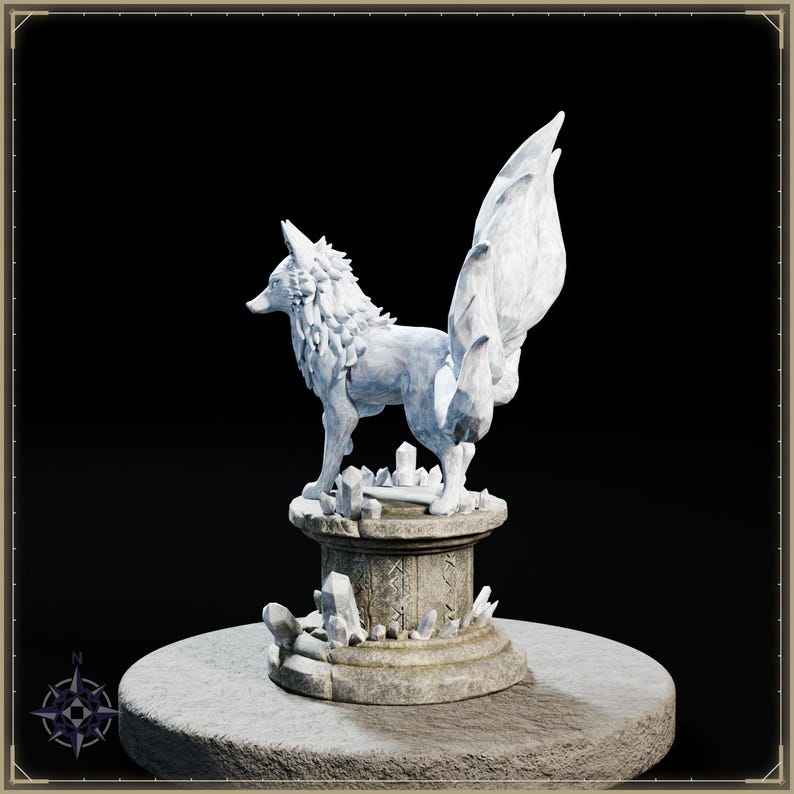 Crystal Kitsune STL file for 3D printing - fantasy statue, image 4 of 11