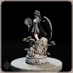 Tengu Girl STL file for 3D printing - fantasy statue, image 6 of 11