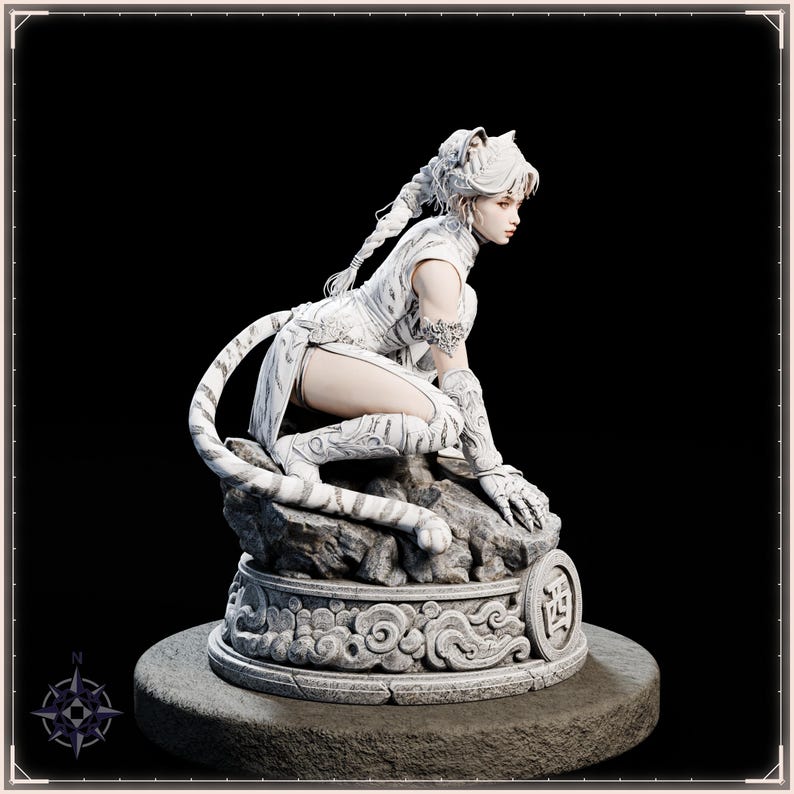 White Tiger Maiden STL file for 3D printing - fantasy statue, image 8 of 11