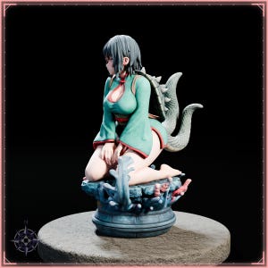 Sea Turtle Maiden STL file for 3D printing - folklore anime girl statue, image 4 of 11