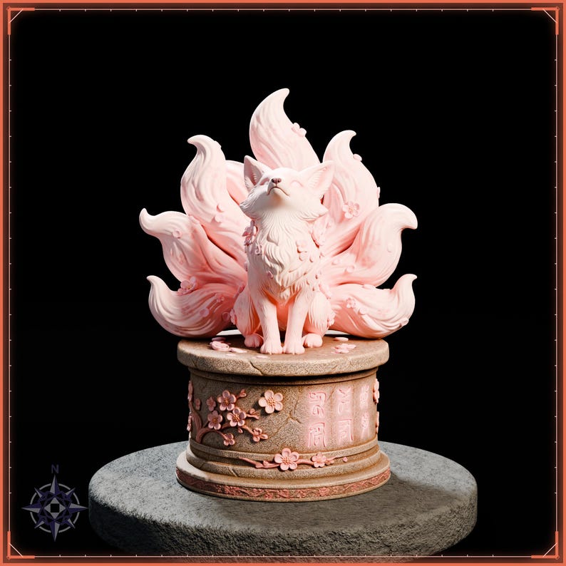 Blossom Kitsune STL file for 3D printing - fantasy statue, image 2 of 11