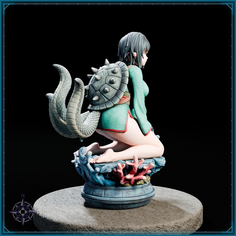 Sea Turtle Maiden STL file for 3D printing - folklore anime girl statue, image 8 of 11