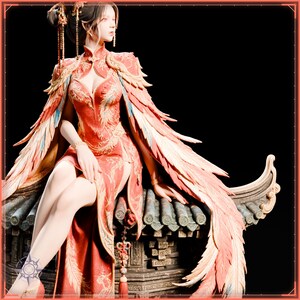 Vermilion Bird Maiden STL file for 3D printing - fantasy statue, image 9 of 11