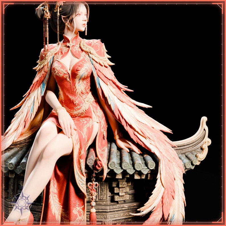 Vermilion Bird Maiden STL file for 3D printing - fantasy statue, image 9 of 11