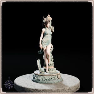 Azure Dragon Maiden STL file for 3D printing - fantasy statue, image 8 of 11