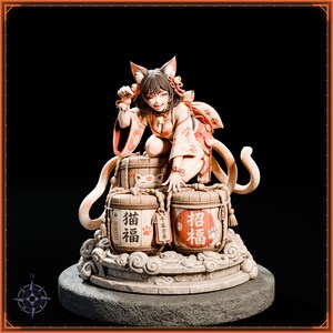 Nekomata STL file for 3D printing - fantasy statue, image 2 of 11