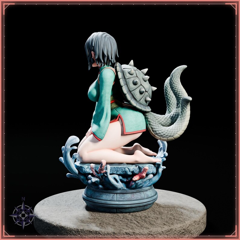 Sea Turtle Maiden STL file for 3D printing - folklore anime girl statue, image 5 of 11