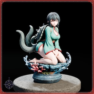 Sea Turtle Maiden STL file for 3D printing - folklore anime girl statue, image 2 of 11