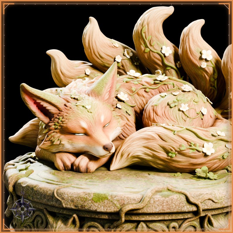 Forest Kitsune STL file for 3D printing - fantasy statue, image 9 of 11
