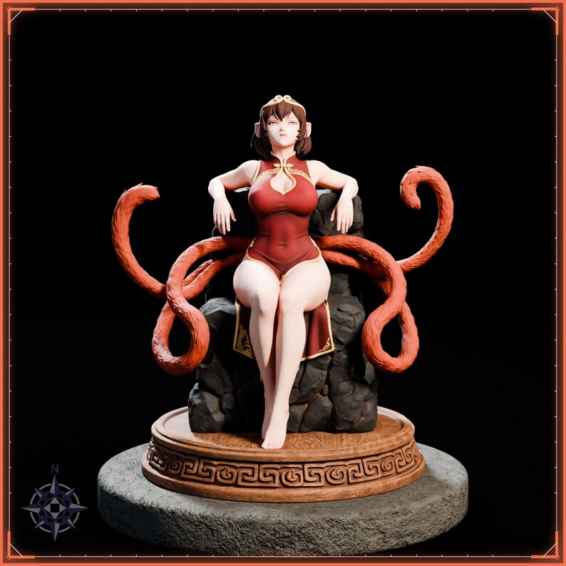 Lava Monkey Maiden STL file for 3D printing - folklore anime girl statue, image 2 of 11