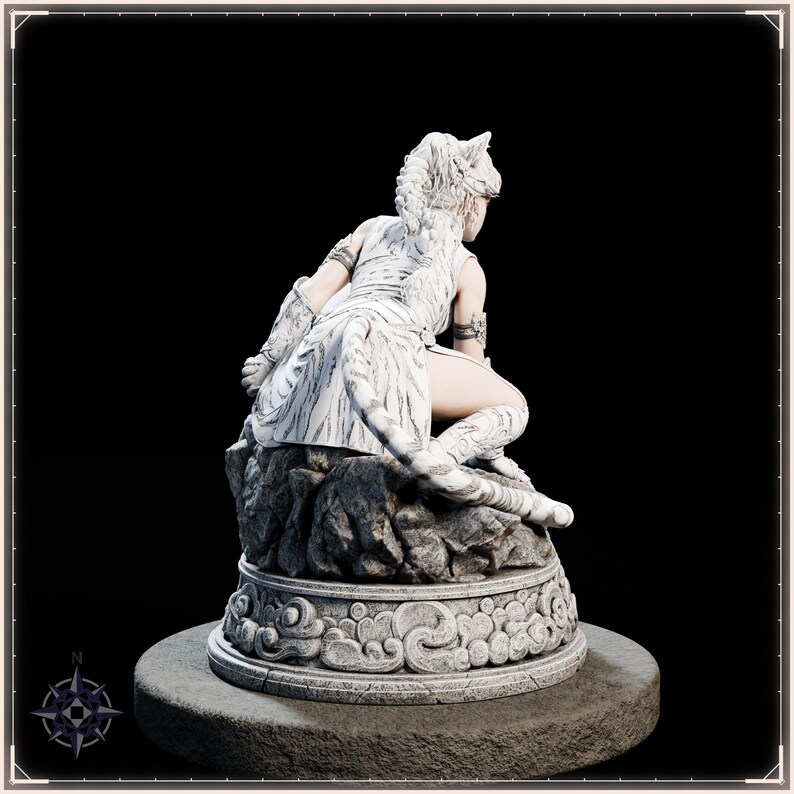 White Tiger Maiden STL file for 3D printing - fantasy statue, image 7 of 11