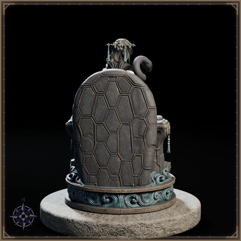 Black Tortoise Maiden STL file for 3D printing - fantasy statue, image 6 of 11