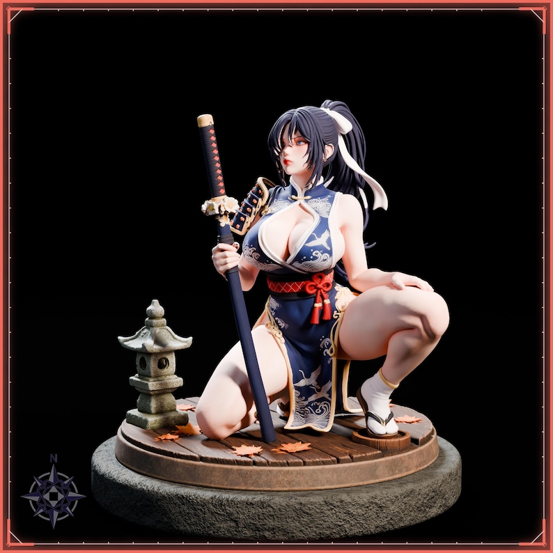 Samurai STL file for 3D printing - fantasy statue, image 3 of 11