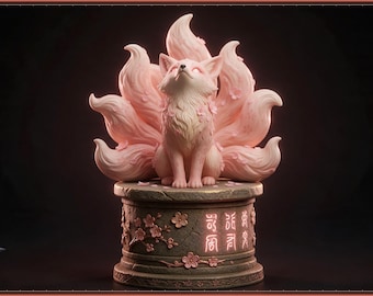 Kitsune STL Bundle Vol. 2 - 8 Nine-Tailed Fox Statues | 3D Print File for Resin & FDM Printers