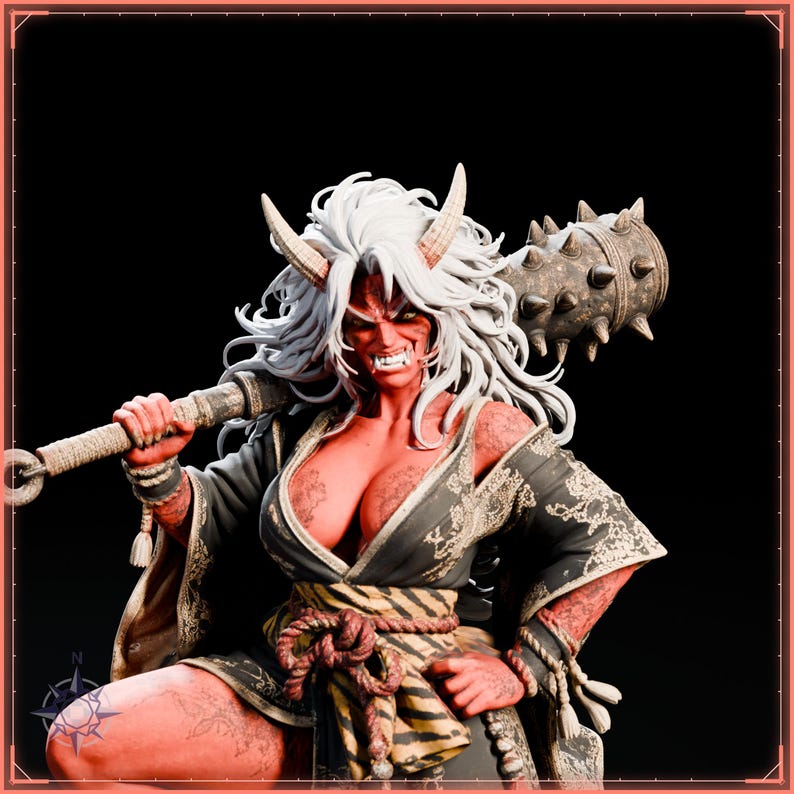 Oni Girl STL file for 3D printing - fantasy statue, image 9 of 11