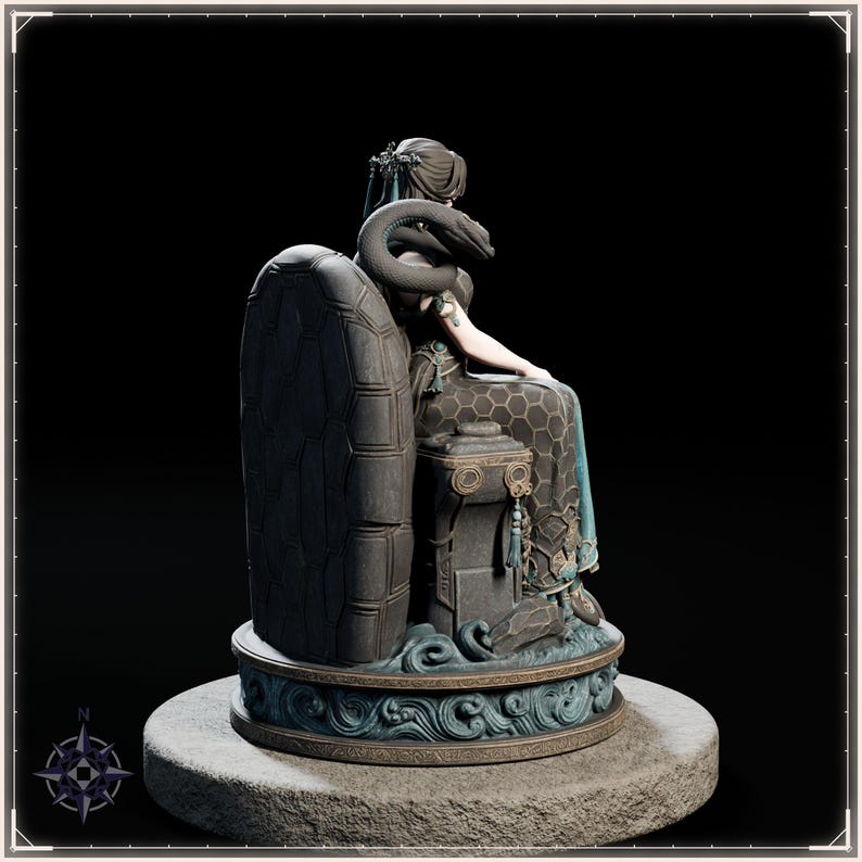 Black Tortoise Maiden STL file for 3D printing - fantasy statue, image 7 of 11