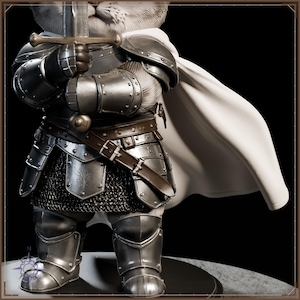Sir Fluffington Knight Kitten STL file for 3D printing - fantasy statue, image 9 of 11