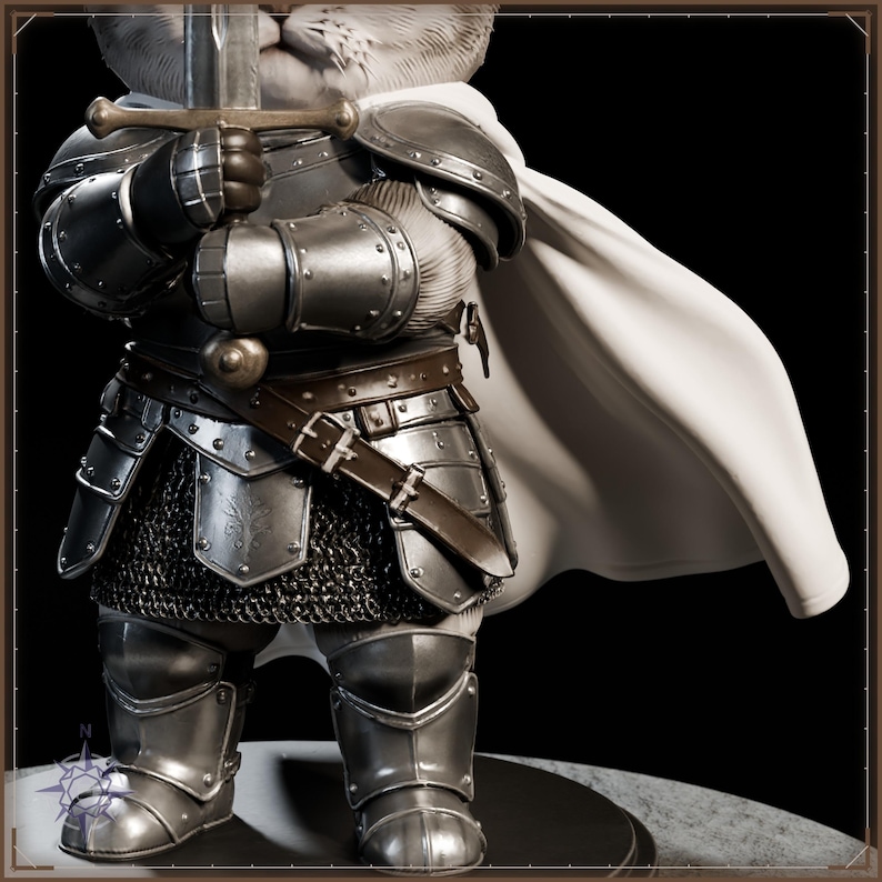 Sir Fluffington Knight Kitten STL file for 3D printing - fantasy statue, image 9 of 11