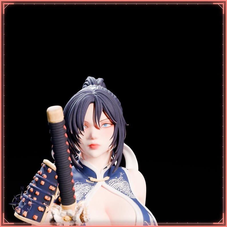 Samurai STL file for 3D printing - fantasy statue, image 9 of 11