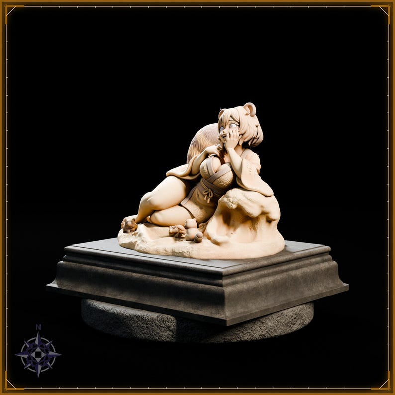 Tanuki Maiden STL file for 3D printing - folklore anime girl statue, image 3 of 11